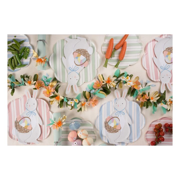 Assiettes en carton Lapin avec son panier d'œufs de Pâques - Set de 8- Image produit n°1