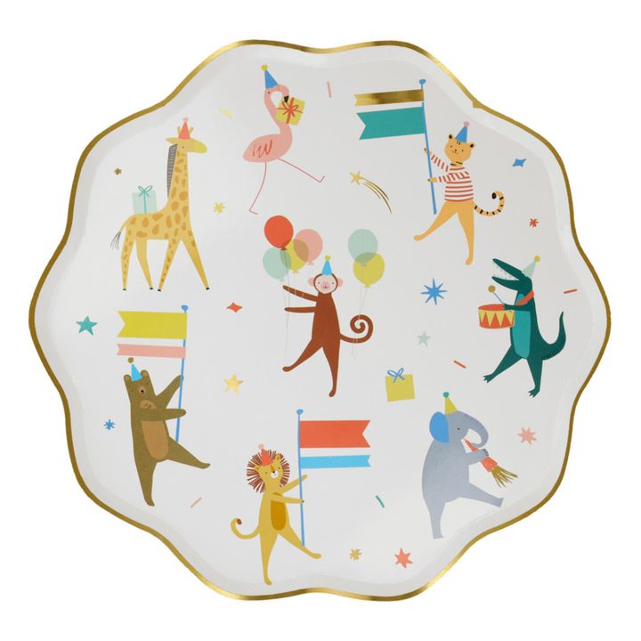 Grandes Assiettes en carton Parade des animaux - Set de 8- Image produit n°0