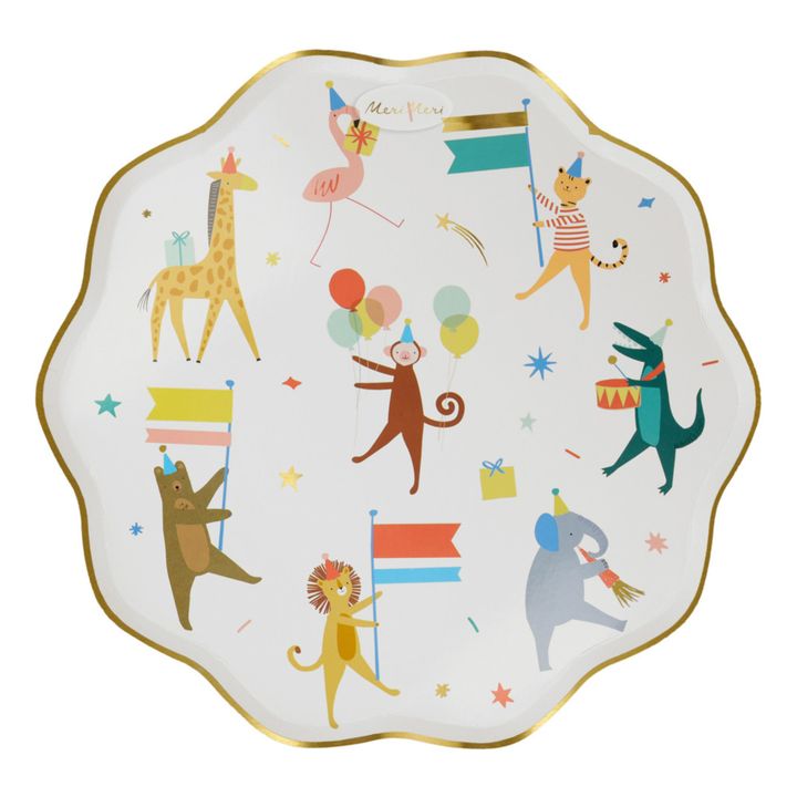 Grandes Assiettes en carton Parade des animaux - Set de 8- Image produit n°1