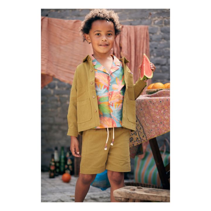 Alov Flower Print Organic Cotton Shirt | Naranja- Imagen del producto n°5