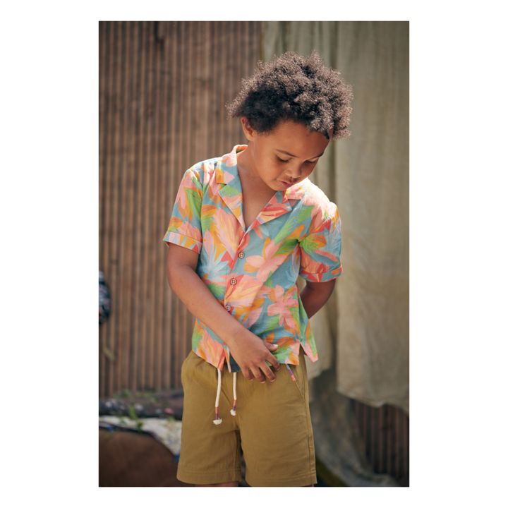Alov Flower Print Organic Cotton Shirt | Naranja- Imagen del producto n°1