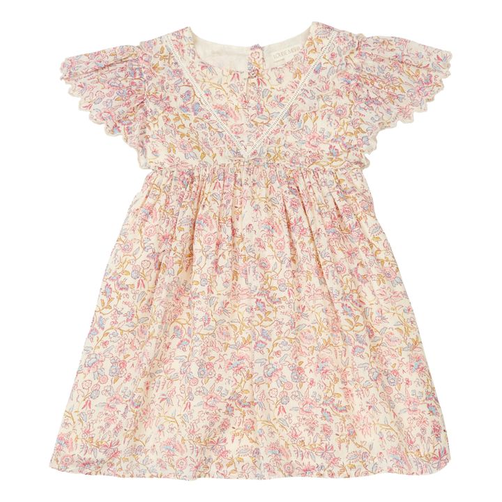 Vestido de algodón orgánico de flores Siloe | Crudo- Imagen del producto n°0