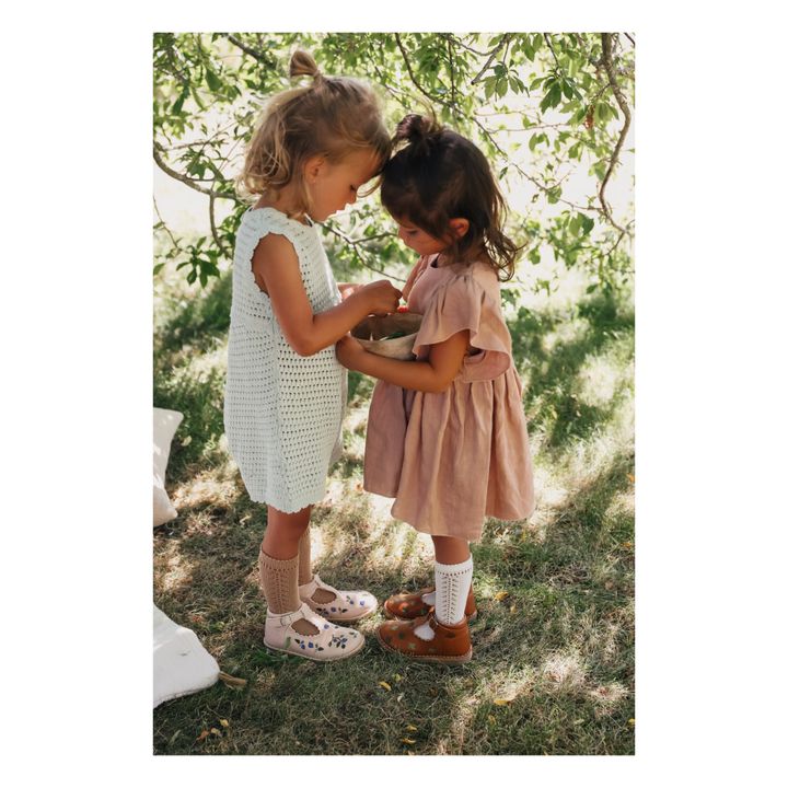 Embroidered T-Bar Baby Shoes - Uniqua Capsule Collection | Cognac- Immagine del prodotto n°1