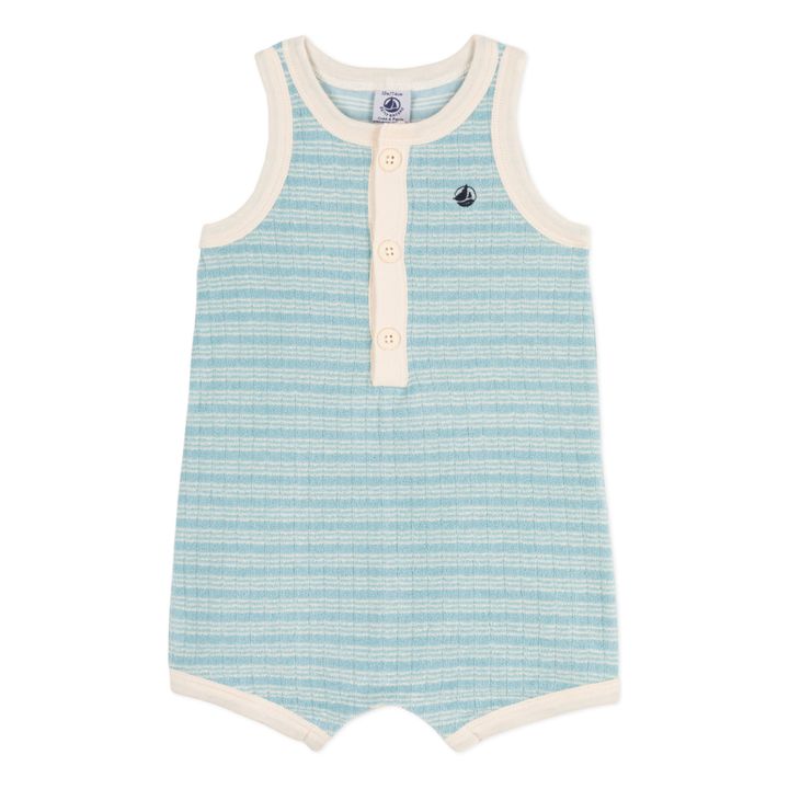 Organic Cotton Terry Cloth Short Jumpsuit | Azul Cielo- Imagen del producto n°0