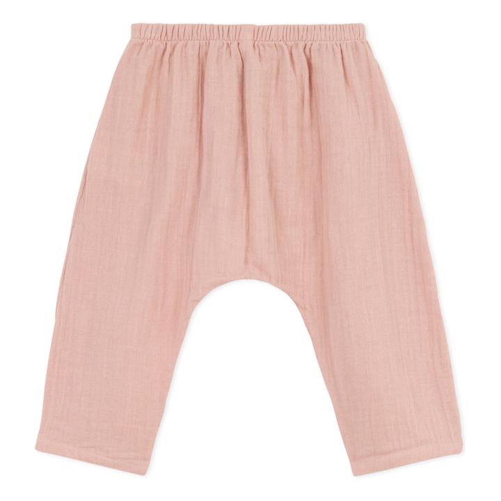Pantalón de gasa de algodón con cuerda | Rosa- Imagen del producto n°2