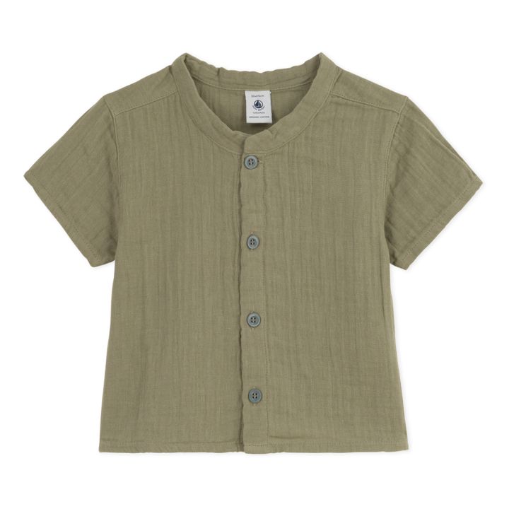 Cotton Gauze Short Sleeve Shirt | Khaki- Product image n°0