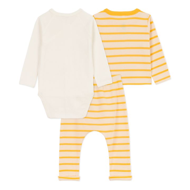 3 Piece Set Organic Cotton Striped Jersey | Amarillo- Imagen del producto n°2