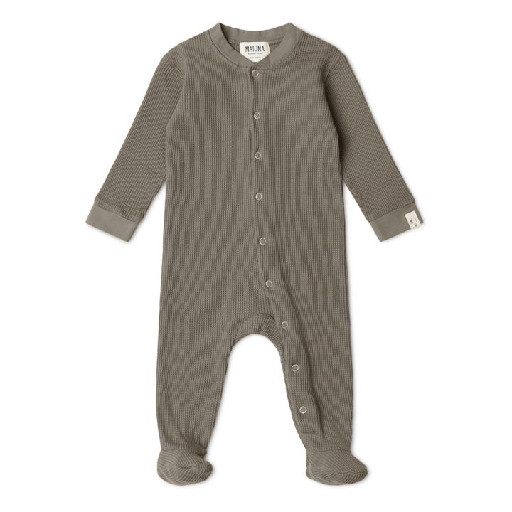 Organic Waffle Cotton Footed Pyjamas | Verde- Immagine del prodotto n°0