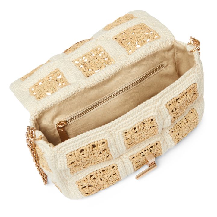 Moon PM Raffia and Cotton Crochet Bag | Ecru- Immagine del prodotto n°1