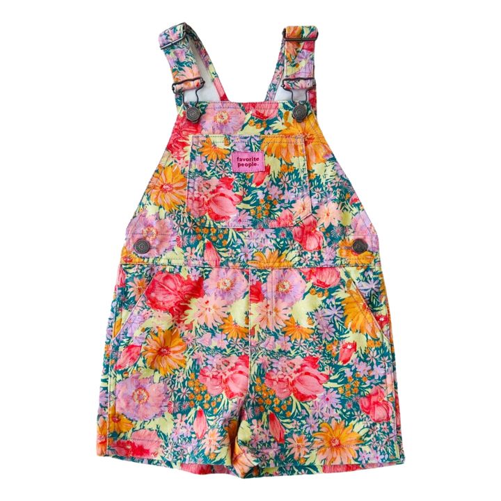 Salopette Courte Fleurs Ibisco | Orange- Image produit n°0