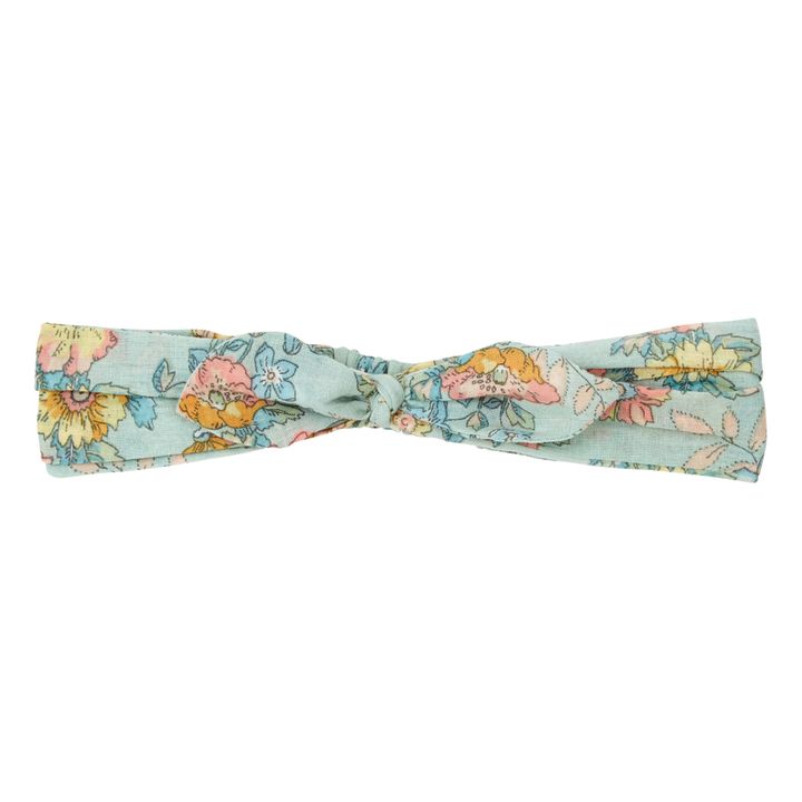 Cally Organic Cotton Floral Bow Headband | Verde acqua- Immagine del prodotto n°0