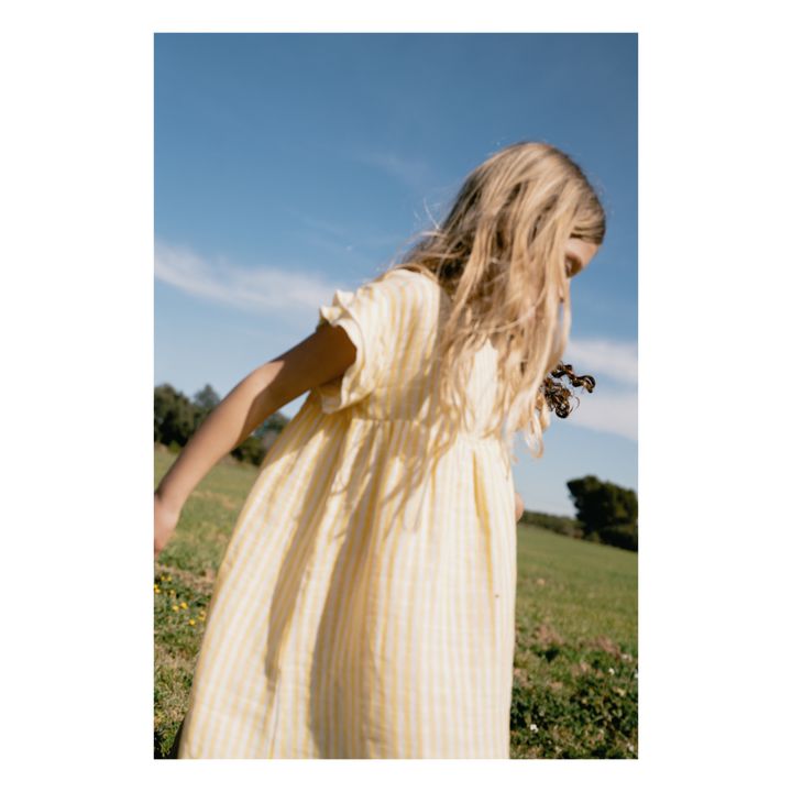 Vestido de algodón a rayas Cousine | Amarillo- Imagen del producto n°2