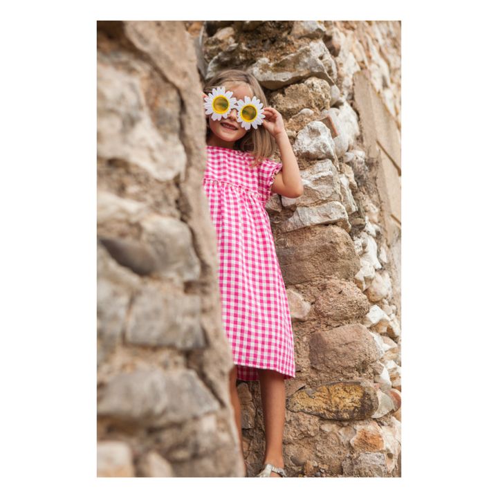 Vestito in garza di cotone bio Vichy Amaïa | Fuscia- Immagine del prodotto n°3