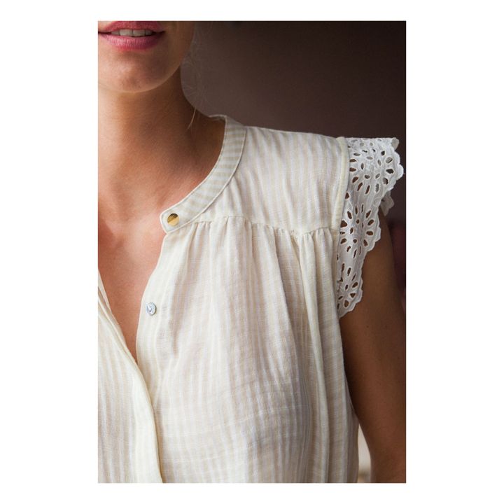 Olga Cotton Gauze Top - Women’s Collection | Cremefarben- Produktbild Nr. 1