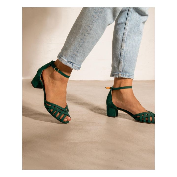 Sandalen mit Absatz Leder Nr. 451 | Smaragdgrün- Produktbild Nr. 1