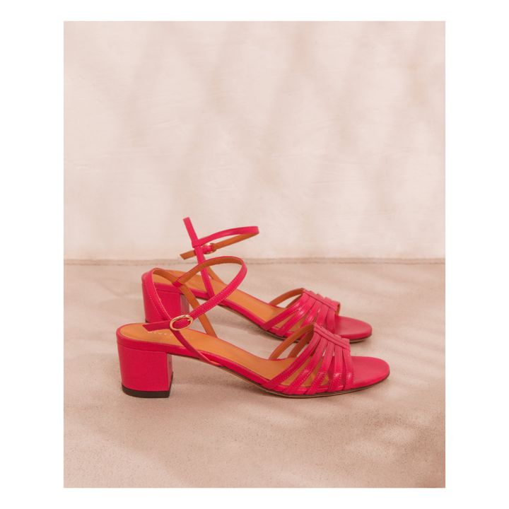 Sandalen mit Absatz Leder Nr. 779 | Fuchsie- Produktbild Nr. 3