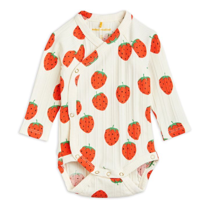Organic Cotton Strawberry Wrap Over Onesie | Seidenfarben- Produktbild Nr. 0