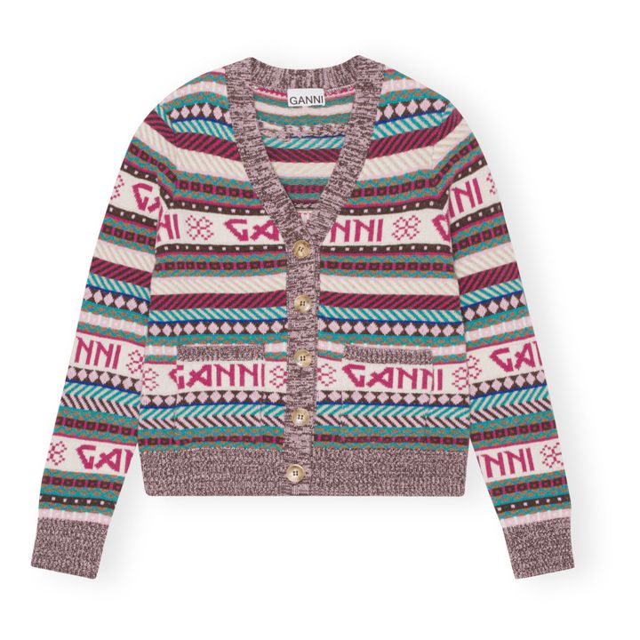 Cardigan Mix Logo Laine | Ecru- Image produit n°0