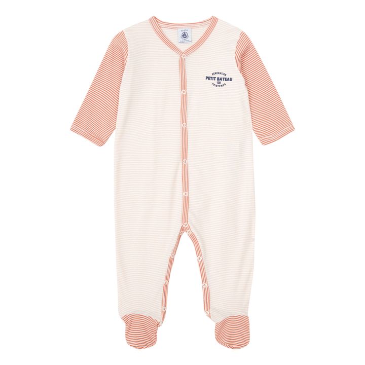 Pyjama avec Pieds Imprimé Coton Bio | Rose- Image produit n°0