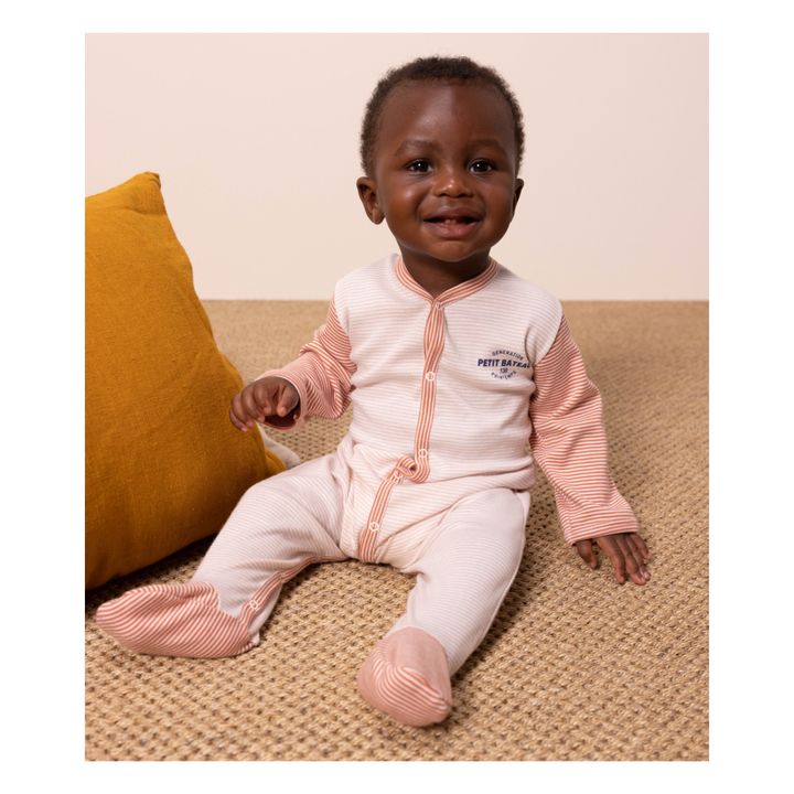 Pyjama avec Pieds Imprimé Coton Bio | Rose- Image produit n°1