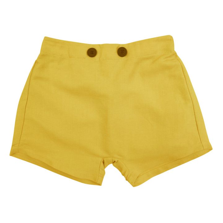 Organic Cotton Gauze Harem Shorts | Amarillo Mostaza- Imagen del producto n°0