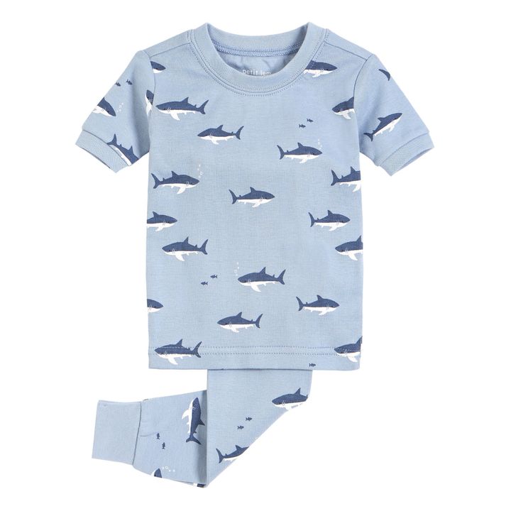 Organic Cotton Short Sleeve Pajamas Sharks | Blau- Produktbild Nr. 0