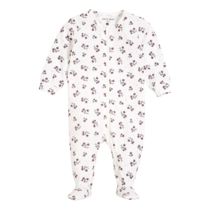 Organic Cotton One-Piece Pajamas Poppies | Ecru- Product image n°0
