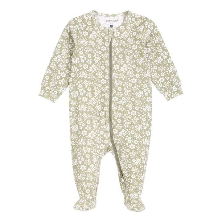 Floral Organic Cotton One-Piece Pajamas | Salvia- Immagine del prodotto n°0