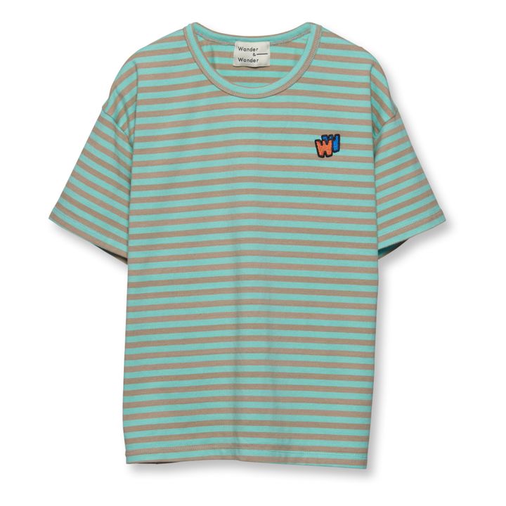 Organic Cotton Striped T-shirt | Verde agua- Imagen del producto n°0