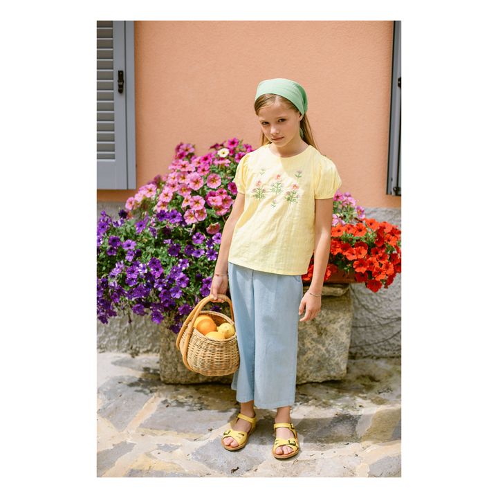 Organic Cotton Embroidered Blouse | Pale yellow- Product image n°3
