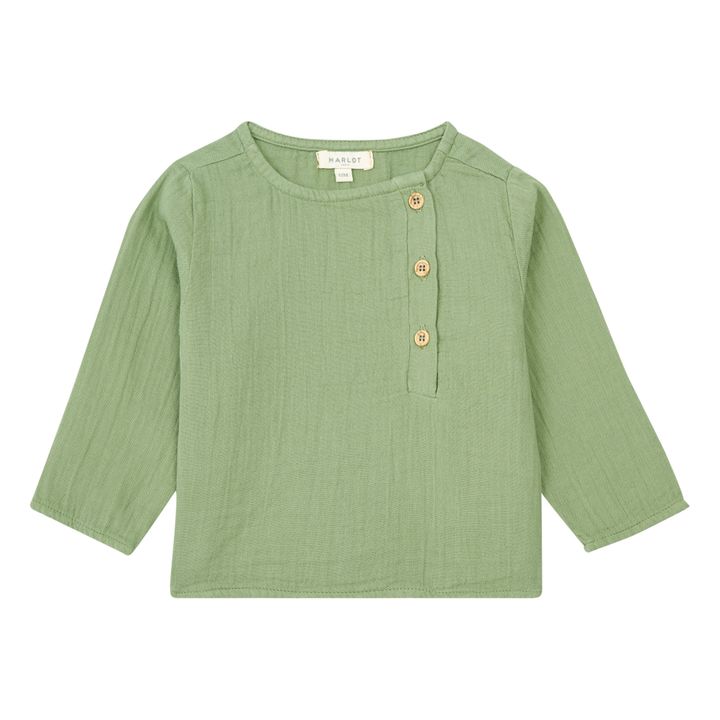 Esclusiva Marlot x Smallable - Camicia in garza di cotone Jaques | Salvia- Immagine del prodotto n°0