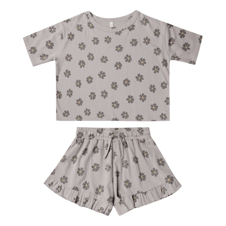 Floral T-Shirt + Shorts | Grey- Product image n°0