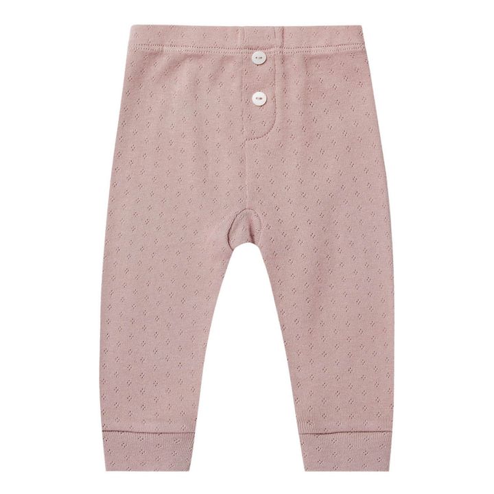 Leggings lisos de punto pointelle de algodón orgánico | Lila- Imagen del producto n°0