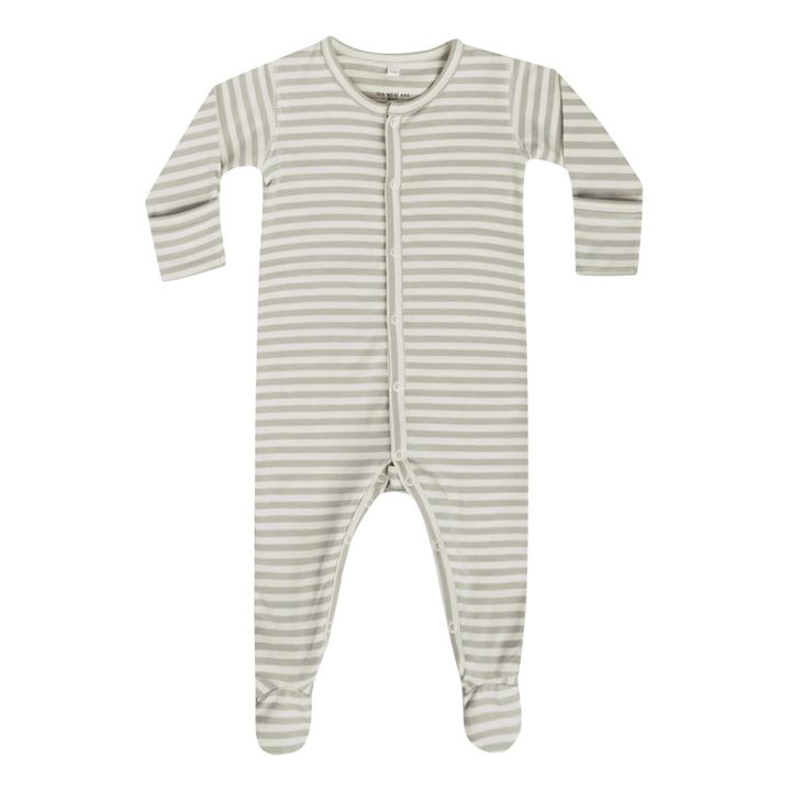 Pyjama Coton Bio Rayé | Vert de gris- Image produit n°0
