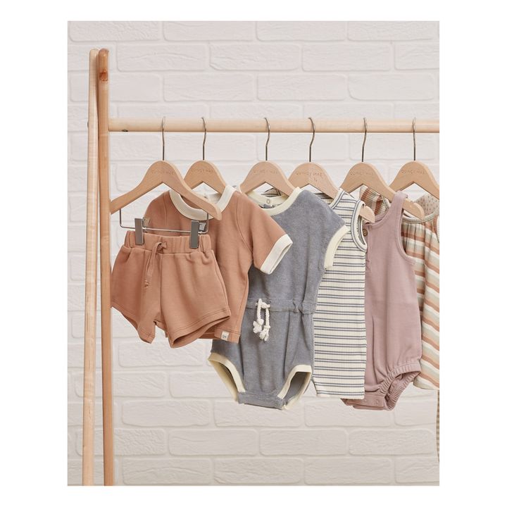 T-Shirt + Shorts Bio-Baumwolle gerippt | Graublau- Produktbild Nr. 1
