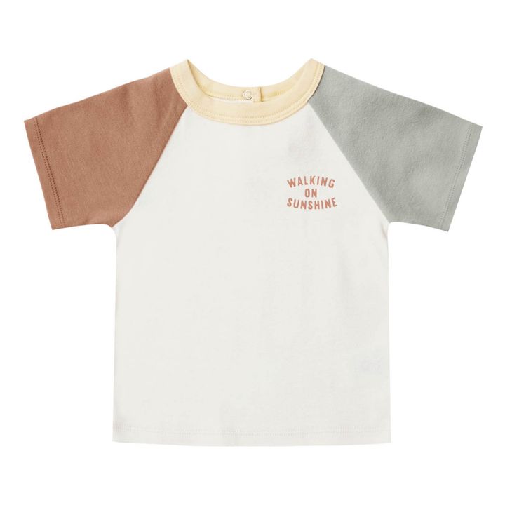 T-Shirt in cotone bio, motivo: Tricolore | Ecru- Immagine del prodotto n°0