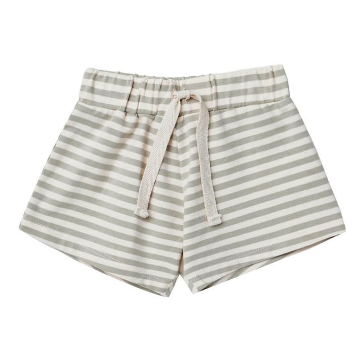 Short Coton Bio Rayé | Vert de gris- Image produit n°0