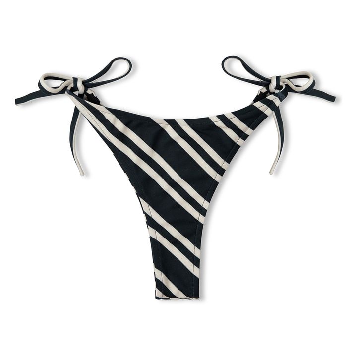 Zulu Zephyr Striped Tie Bikini Bottom Black Smallable