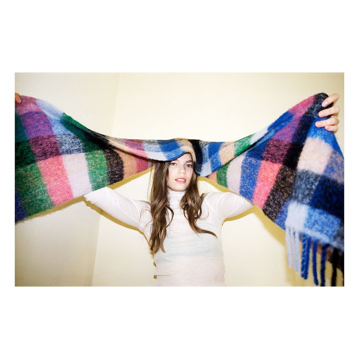 Anilopa Checkered Alpaca Scarf | Blu- Immagine del prodotto n°1