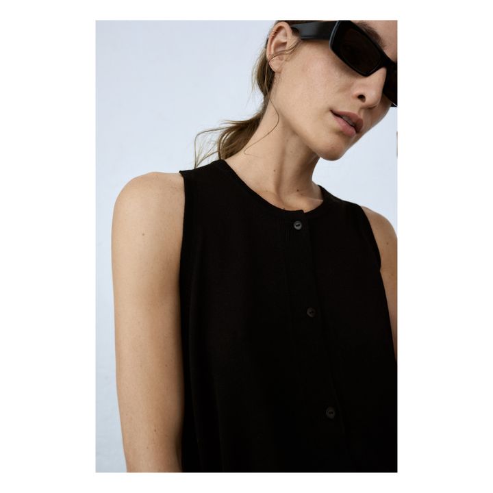 Sleeveless Recycled Material Gilet | Nero- Immagine del prodotto n°2