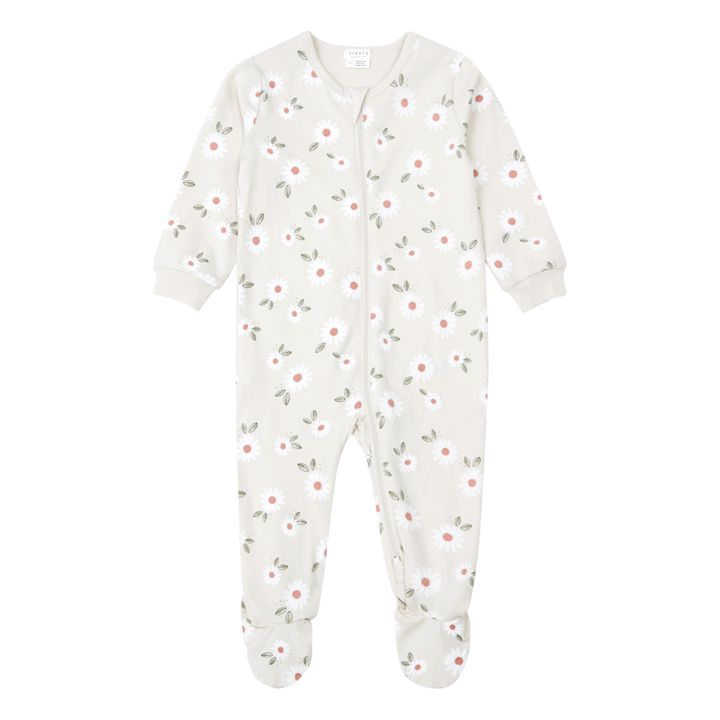 Flower Organic Cotton One-Piece Pajamas | Cream- Product image n°0