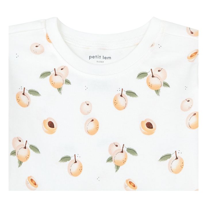 Pyjama Manches Courtes Coton Bio Pêches | Ecru- Image produit n°1