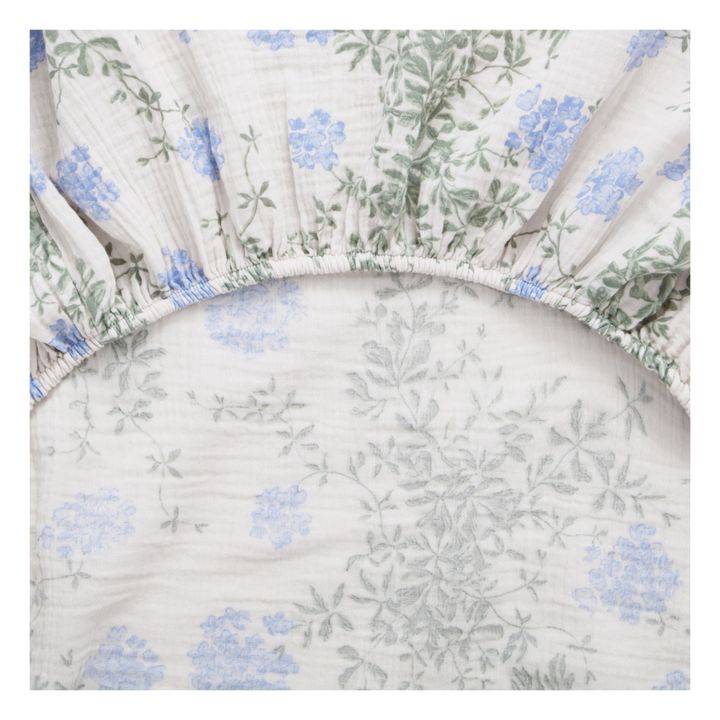 Lenzuolo con angoli, modello: Plumbago, in cotone bio | Blu- Immagine del prodotto n°4