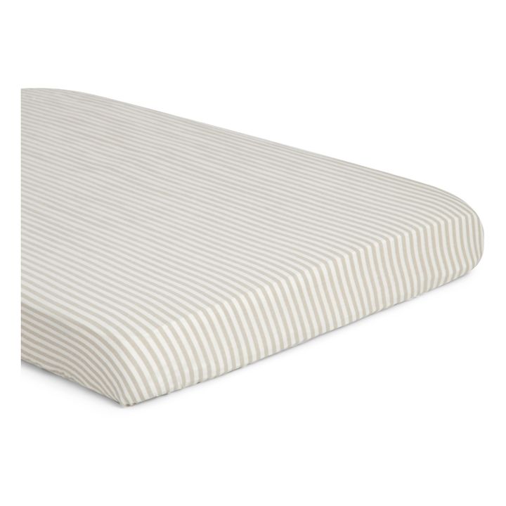Drap-housse Stripe Anjou en coton bio | Gris clair- Image produit n°3