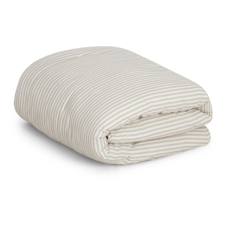 Manta acolchada de algodón orgánico Stripe Anjou | Gris Claro- Imagen del producto n°0