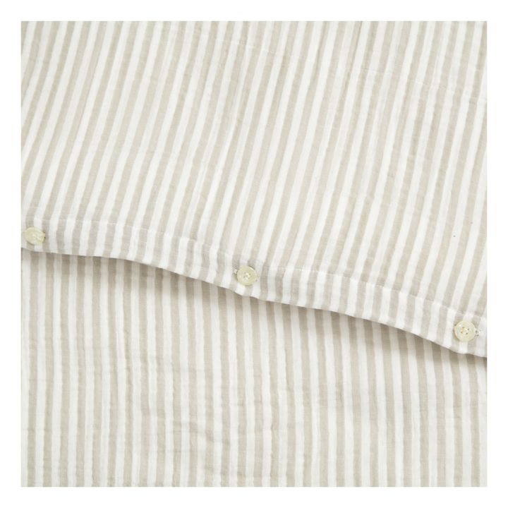 Organic Cotton Anjou Stripe Duvet Cover | Gris Claro- Imagen del producto n°3