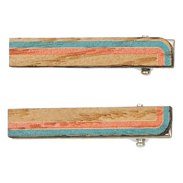 Wooden Hair Clips - Set of 2 | Turquoise- Imagen del producto n°0