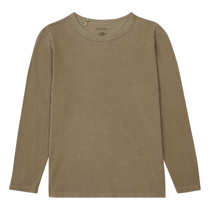 Long Sleeve Organic Cotton Straight Fit T-Shirt | Caffé- Immagine del prodotto n°0