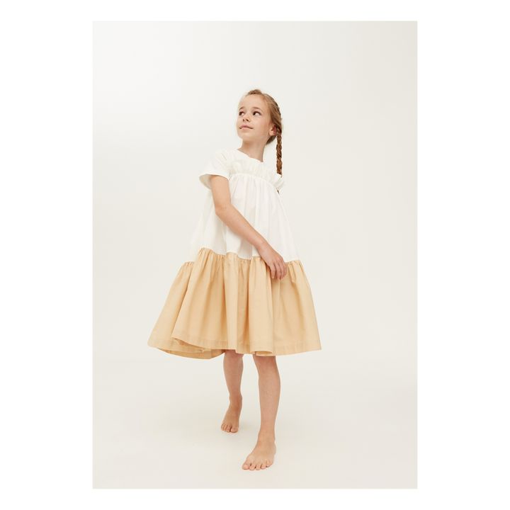 Robe Jersey et Popeline Bicolore | Blanc- Image produit n°1