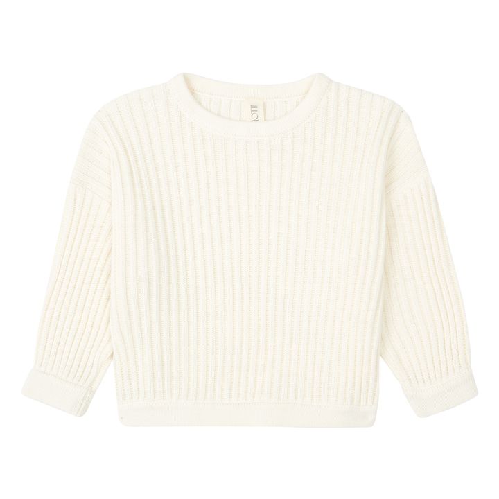 Pullover aus Bio-Baumwolle und geripptem Strick | Cremefarben- Produktbild Nr. 0
